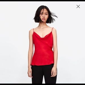 red satin top zara